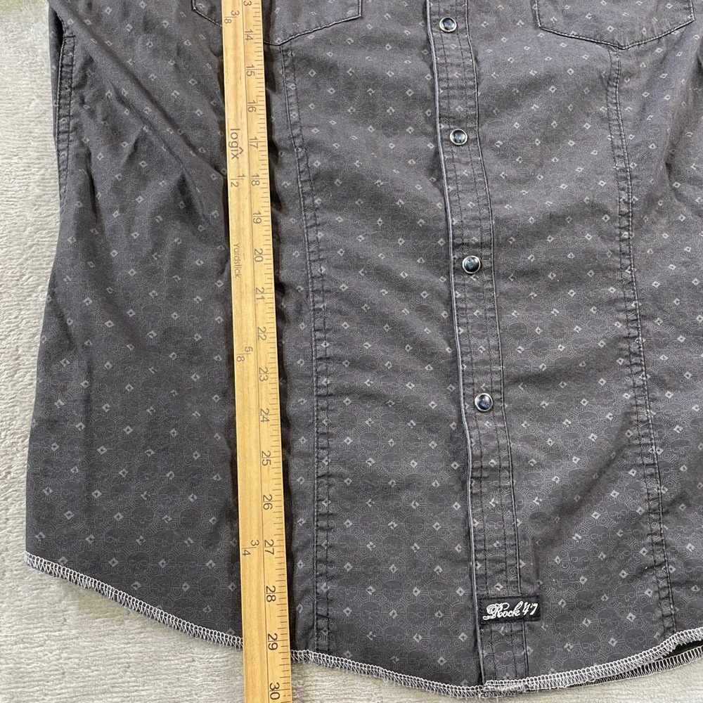 Rock 47 Wrangler Shirt Mens XL Black Skull Geometric Pearl Snap Western Flap - Picture 5 of 12
